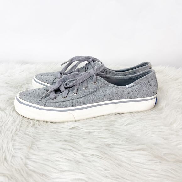 Keds 7.5 Womens Jersey Gray Textile Double Up Shoe Gitter Dot Sneakers - Picture 4 of 10